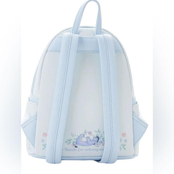 🌸🌺 LOUNGEFLY X DISNEY EEYORE MINI BACKPACK HANDBAG FLORAL LIGHT BLUE - Picture 4 of 7